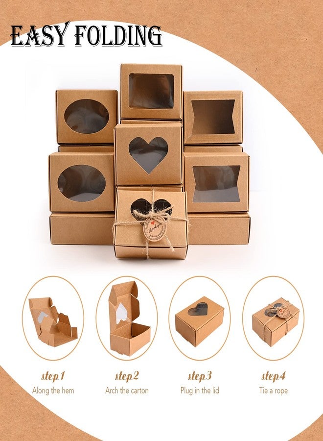 Moukiween 32 PCS Brown Soap Boxes for Homemade Soap, 3.54 X 2.36 X 1.18 Inch Soap Packaging Gift boxes with Window, Small Rectangular Soap Wrapping Boxes (Brown) - Image 3